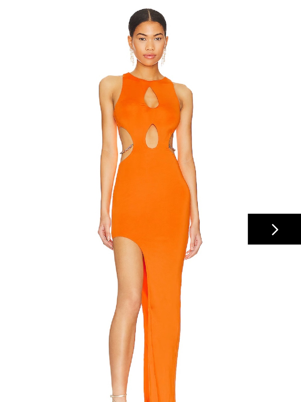 superdown Orange Asymmetric Cutout Maxi Dress